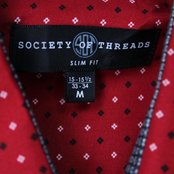 Society of Threads Shirt Men 15-15 1/2, 33/34 Medium Red Flip Cuff Slim Fit L/S - Picture 8 of 12